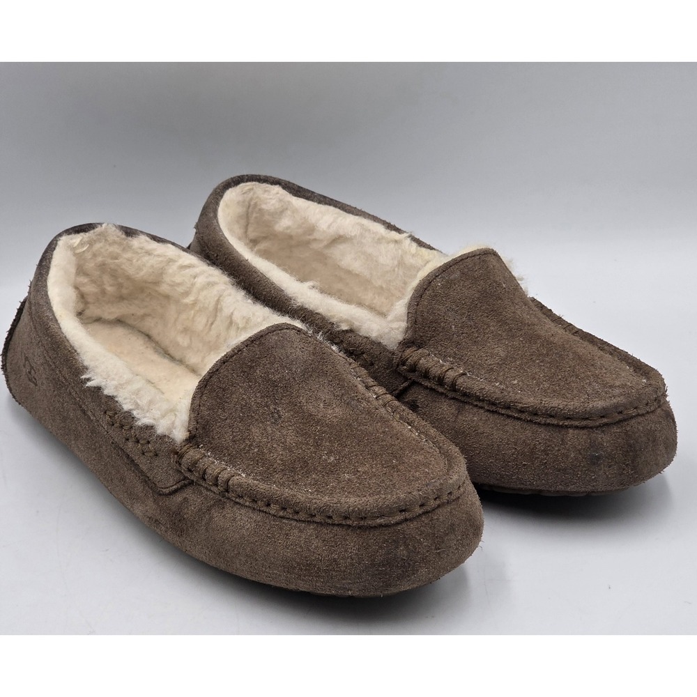 UGG Ansley Women's Suede Sheepskin Lined Moccasin Slipper Espresso Brown US 7